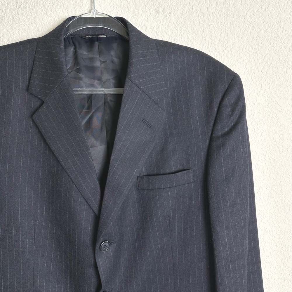 Jos A Bank Executive Collection Navy Pinstripe‎ Wool Cashmere Blazer Jacket 42S